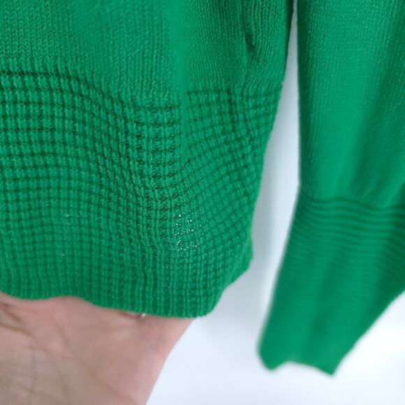 LaMode Du Golf Active Sportswear Vintage Kelly Green VNeck Sweater Cardi PocketL - Picture 10 of 11